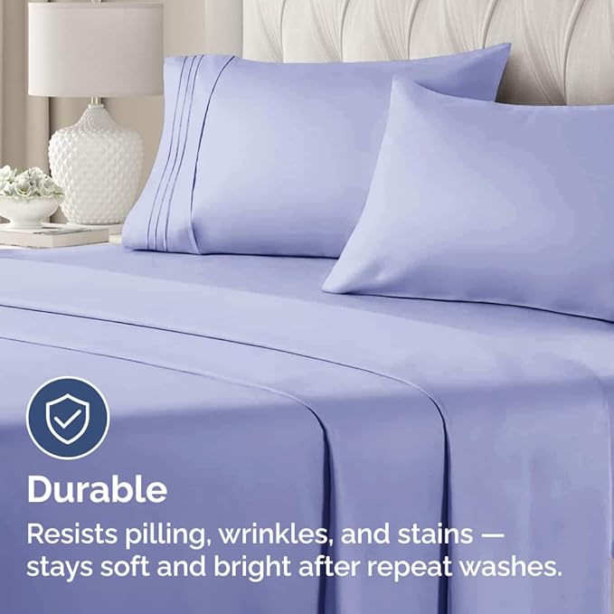 Queen Pillow Cases Set of 4 - Ultra Soft Hotel Quality Pillowcase Covers - Comfy, Cozy & Wrinkle Free - Shrinkage, Stain & Fade Resistant - Machine Washable Pillow Protectors - 4 Piece Set - Lavender