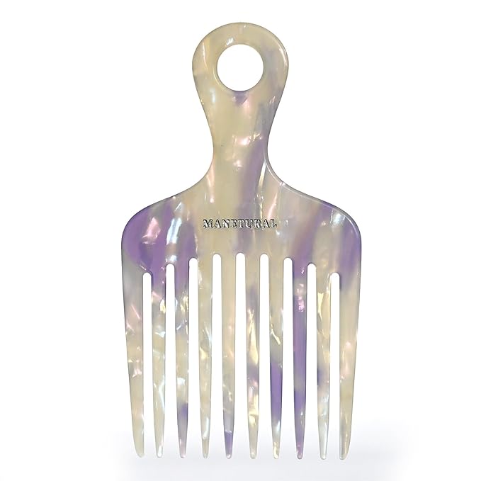14MX Long-Tooth Comb/Afro Hair Lift Combs for Women's Curls and Men's Beards - Hand-Made, Hand-Crafted Beauty for Effortless Styling (White purple, 2 PACK)