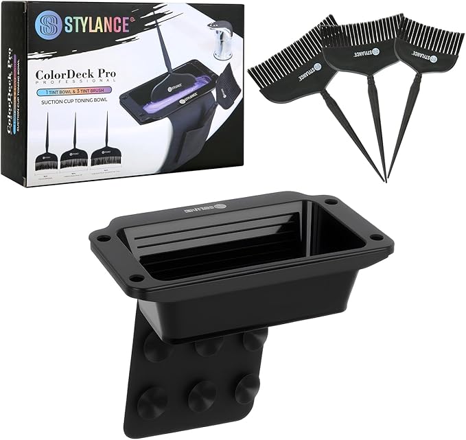 Toning Tub Hair Dye Bowl，Professional Hair Dye Color Mixing Bowl，Suction to Sink & Shampoo Station，For Salon and Home, Black