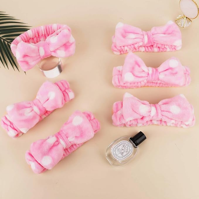 Casoty 6 Pcs Makeup Hair Headbands, Soft Coral Fleece Spa Headband for Washing Face, Facial Headband for Face Washing Shower Skin Care Yoga