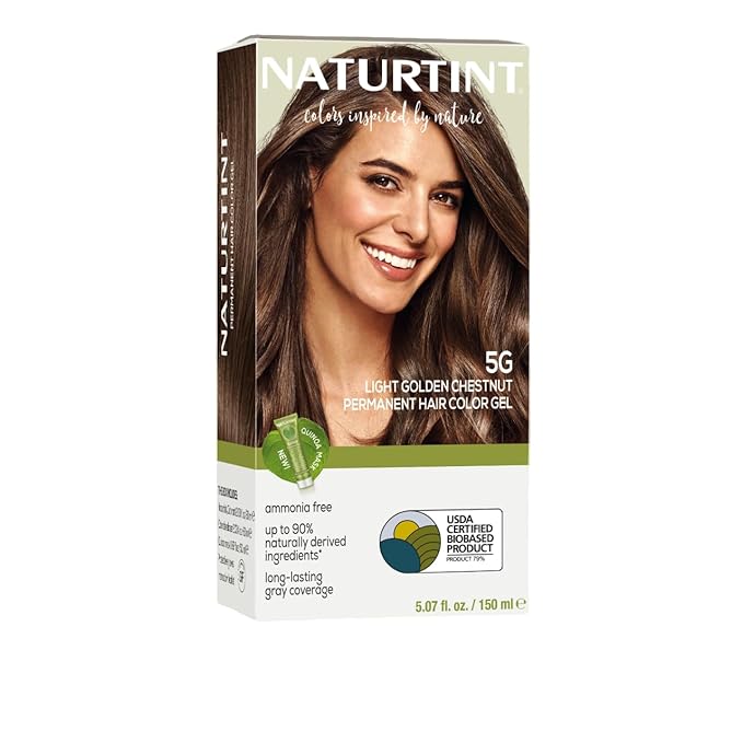 Naturtint 5G Light Golden Chestnut Permanent Hair Color (Pack of 1), Ammonia Free, Vegan, Cruelty Free, up to 100% Gray Coverage, Long Lasting Results (Packaging may vary)