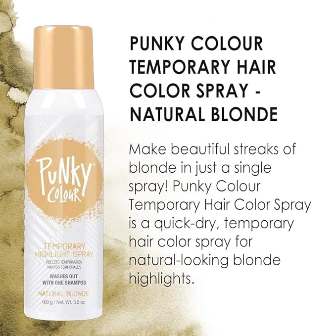 Punky Temporary Hair Highlight Spray – Natural Blonde, Washes Out, Temporary Hair Color Spray for Kids, Women, Hair-Dye, 3.5 oz, 2 Pack