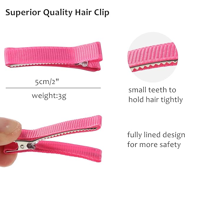 Cinaci 60 Pack/30 Pairs Solid 2 Inch Grosgrain Ribbon Fabric Covered Fully Lined Alligator Hair Clips Duckbill Small Cloth Wrapped Barrette DIY Craft Hair Bows Accessories for Baby Girls Toddlers Kids