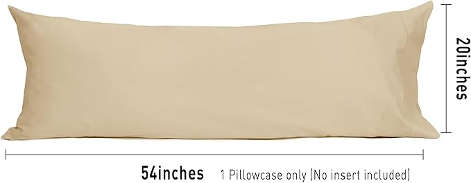 Sunflower Body Pillowcase 100% Cotton Long Pillow Cover/Case Envelope Closure 1 Pack, 21×54 inches Sandshell, Soft and Breathable