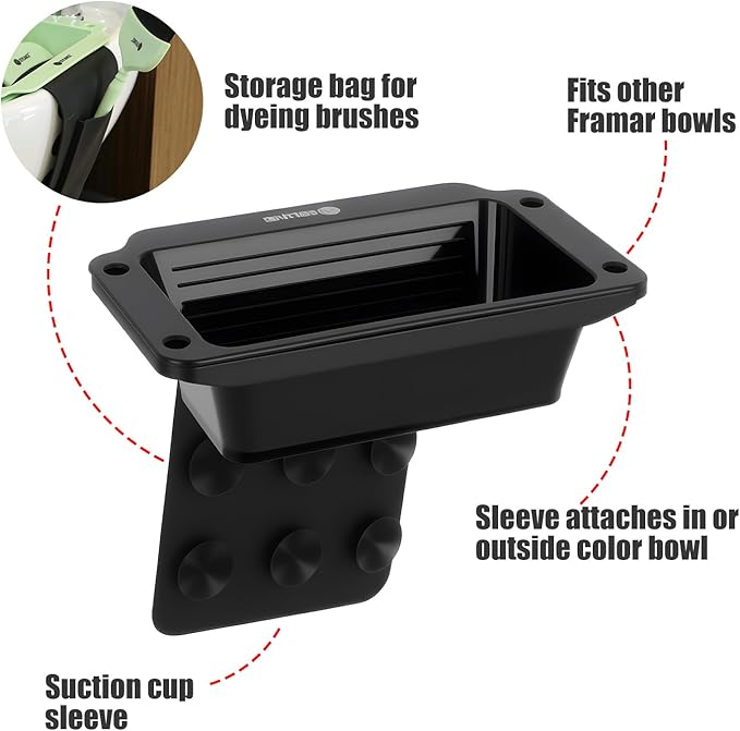 Toning Tub Hair Dye Bowl，Professional Hair Dye Color Mixing Bowl，Suction to Sink & Shampoo Station，For Salon and Home, Black
