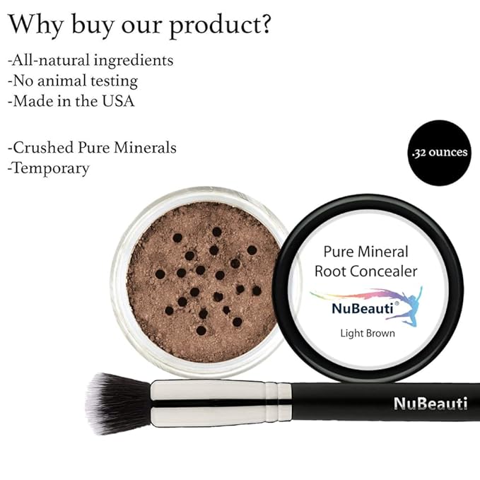 Hair Root Touch Up Powder, Light Brown - 11 True-to-Nature Root Concealer Shades, Long-lasting, Fragrance, Talc, Parabens Free, With Brush