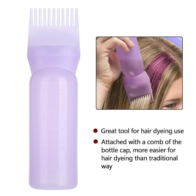 Yinhing Hair Dyeing Bottle, Hair Color Applicator Bottle, 3 Colors Hair Dyeing Bottle Brush Shampoo Hair Color Oil Comb Applicator Tool for Salon Home Supplies (Blue)
