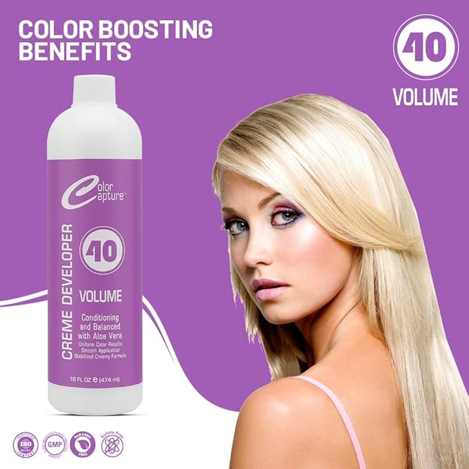 COLOR CAPTUR - 40 Vol Cream Developer, Intense Hair Color Booster - 16 Ounces