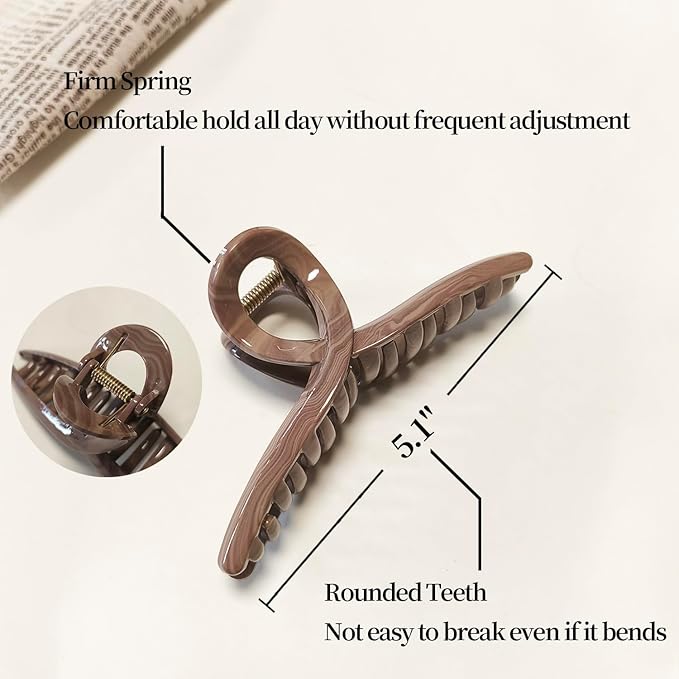5 Inch Extra Large Claw Clips, 13 CM No Slip Glossy Jumbo Unbreakable XL Hair Clips for Thick Long Curly Hair, Big Hair Claw Clips, 2 Pack