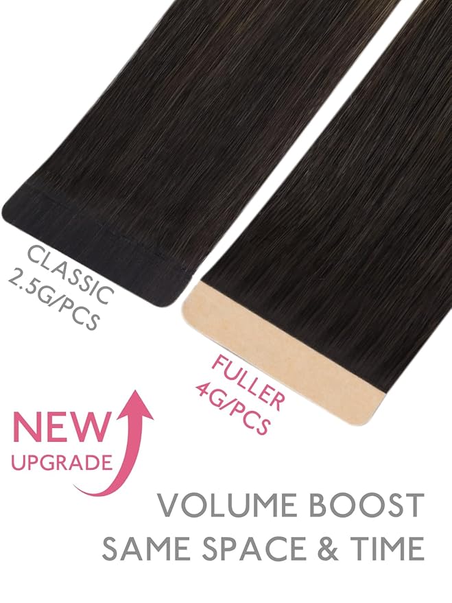 WENNALIFE Fuller Tape in Hair Extensions Human Hair, 20 inch 20pcs 80g Balayage Dark Brown Mixed Chestnut Brown Remy Hair Straight Tape in Extensions Skin Weft Tape Ins Extensiones De Cabello Humano