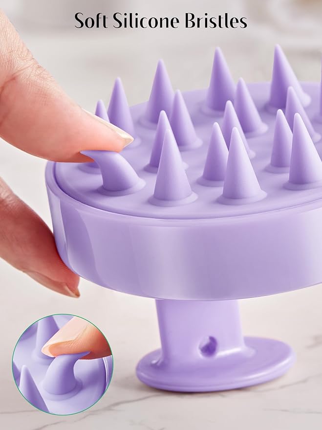 HEETA Scalp Massager Hair Growth 2-Pack, Soft Silicone Scalp Scrubber Shampoo Brush for Exfoliation Dandruff Removal Head Massage Stress Relax, Wet & Dry Use for Women Men Thick Thin Curly Hair Care