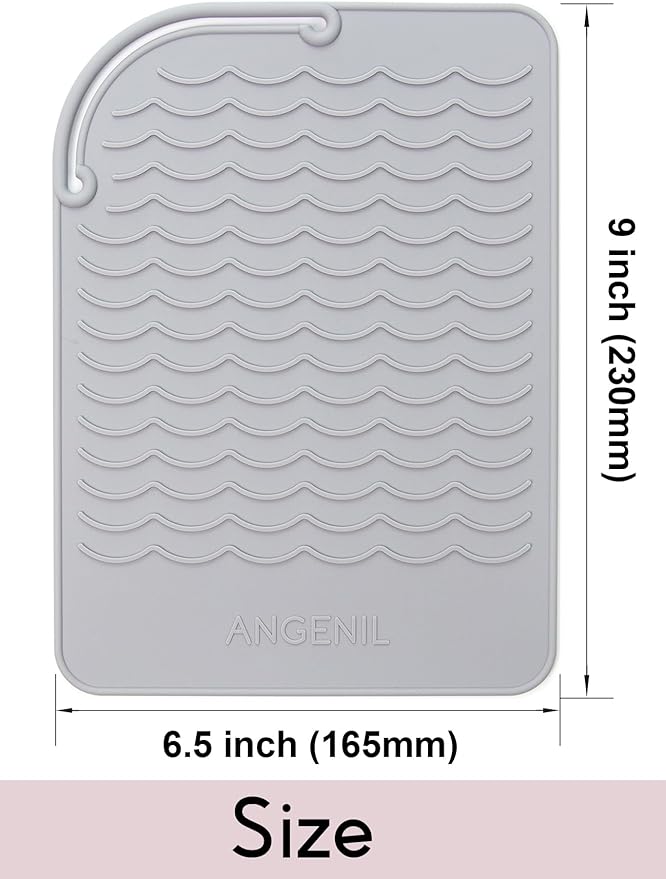 ANGENIL Heat-Resistant Silicone Mat for Hair Irons, 9 x 6.5 inch, Protecting Your Counter Safely