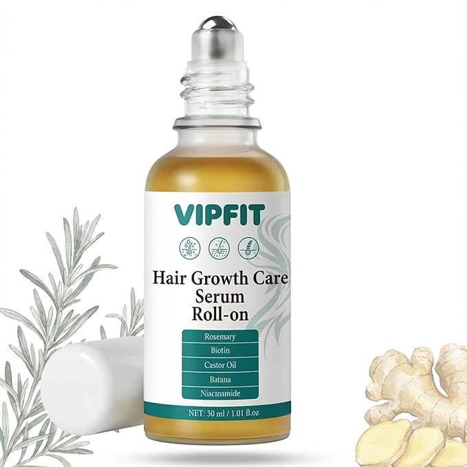 Hair Growth Care Serum Roll-On with Rosemary, Niacinamide, Amino Acids, Ginger, Biotin, Castor Oil, Batana & Caffeine, Nourishes Scalp for Thicker-Looking, Healthy Hair, 30ml/1.01 fl.oz