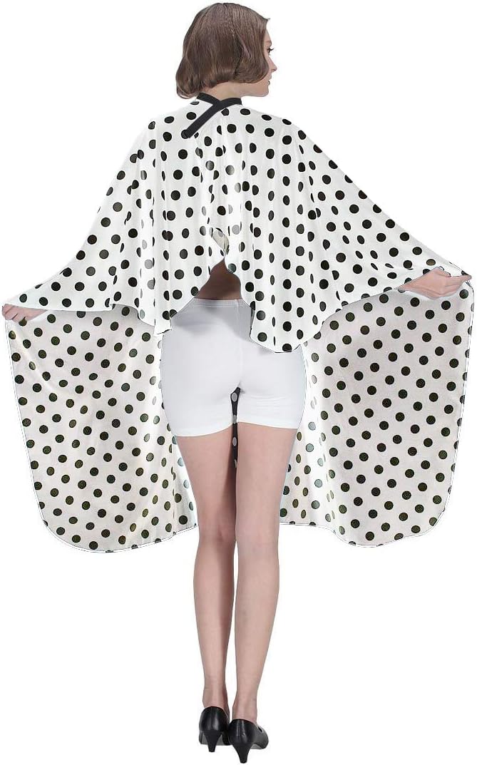 Professional Salon Cape - Polyester Hair Cutting Cape, 54"x62", Black and White Dots
