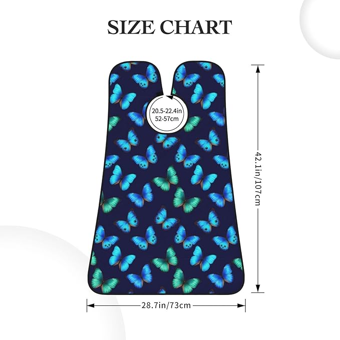 Beard Shaving Cape with Suction Cups, Blue Butterfly Beautiful Butterflies Shave Bib, Non-Stick Waterproof Hair Catcher, Grooming Bib for Men Husband