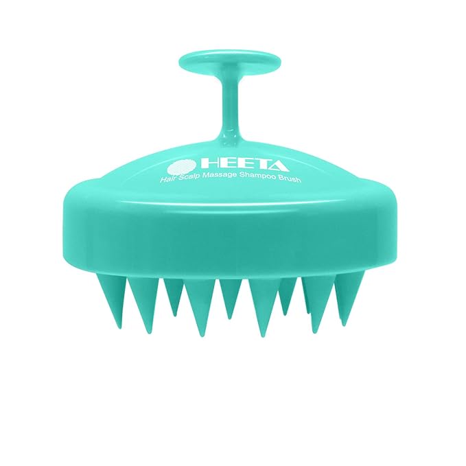 HEETA Scalp Massager Hair Growth, Soft Silicone Scalp Scrubber Shampoo Brush for Exfoliation, Dandruff Removal Head Massage Stress Relax, Wet & Dry Use for Thick Thin Curly Hair Care, Green
