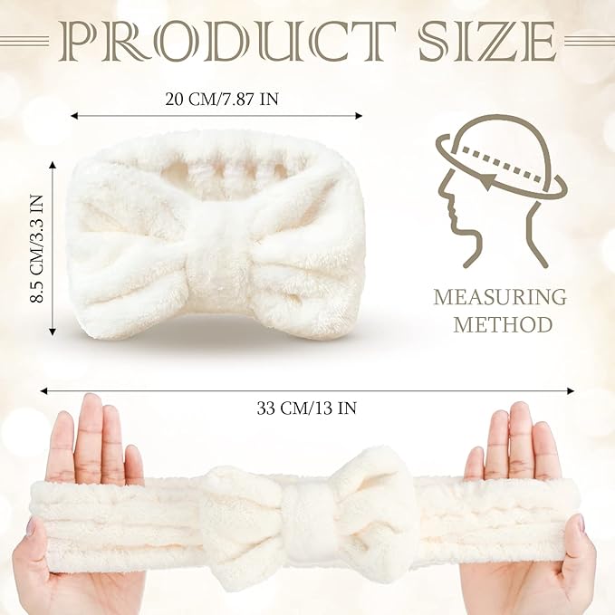 Hicarer 3 Pieces Towel Headbands for Women Makeup Spa Headband for Washing Face Shower (Beige)