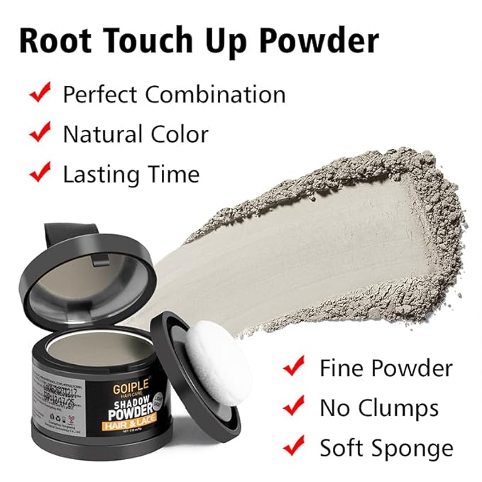 Root Cover Up Powder for Women - Light Gray Hairline Powder for Bald Spots, Eyebrows, Beard Line, Light-Blonde Hair Fibers for Thinning Hair Shadow Powder 2 Pack