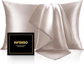INFIIXSO Mulberry Silk Pillow Cases King Size Set of 2, Silk Pillowcase with Hidden Zipper 20"x36", Extraordinary Smooth and Soft Pillow Case for Hair and Skin(Caramel, 2 Pack)