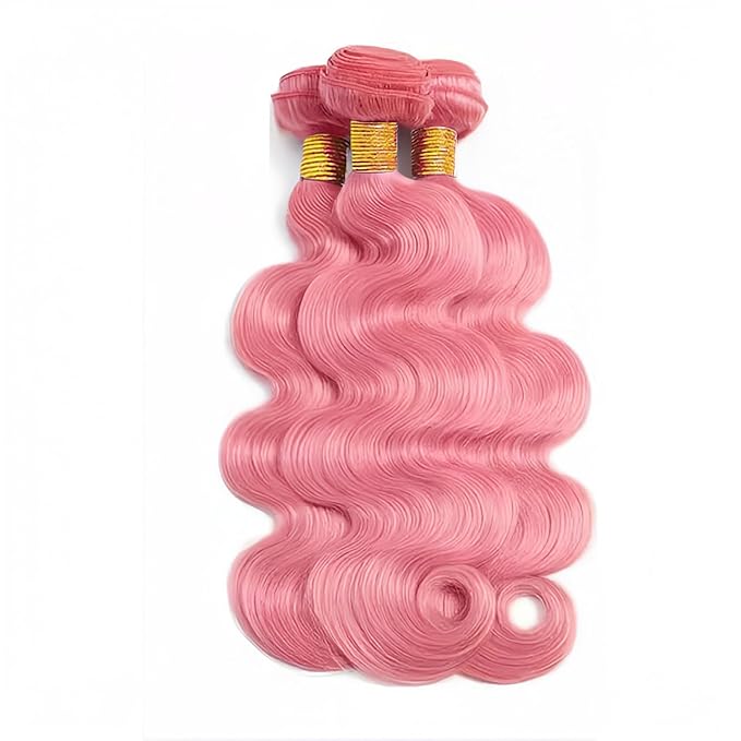 Pink Bundles Human Hair Light Pink Body Wave Hair Weave 22 24 26 Inch Niegmeag Brazilian Virgin Remy Hair Extensions 300g