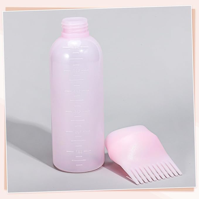 Pimoys Root Comb Applicator Bottle Oil Applicator for Hair Dye, Hair Oiling Bottle Brush with Graduated Scale (3 Pack, 6 Ounce)