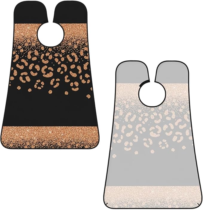 Beard Hair Catcher for Men, Waterproof Shaving Bib Apron Non-Stick, Trimming Tool for Dad Husband, Rose Gold Glitter Black Cheetah Leopard Print Shave Bib