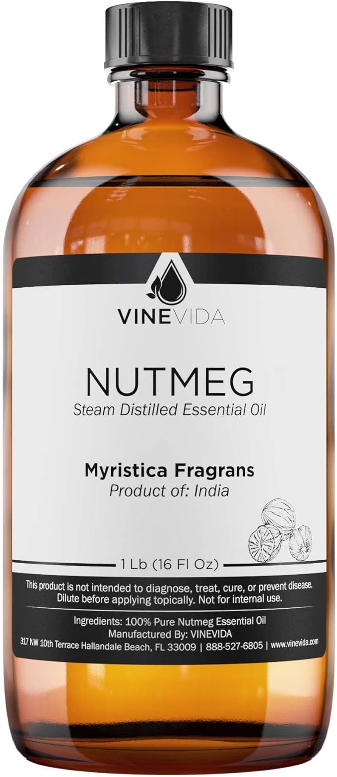 VINEVIDA Nutmeg Essential Oil - 16 oz Undiluted - DIY Candle Scents & Soap Making