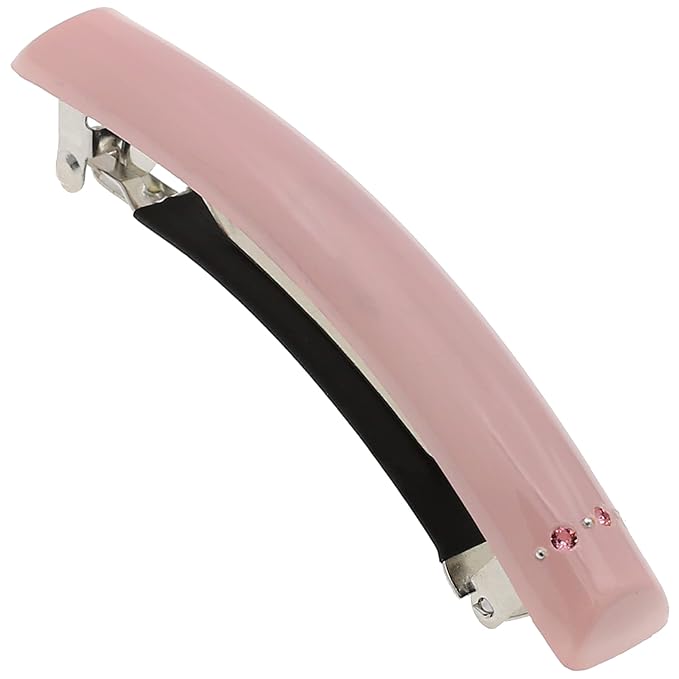 Camila Paris CP3454 French Hair Barrette Clip for Girls Pink, Rubberized Metal Clasp Strong Hold Grip Hair Clips for Women, No Slip Durable and Styling Girls Hair Accessories, Made in France