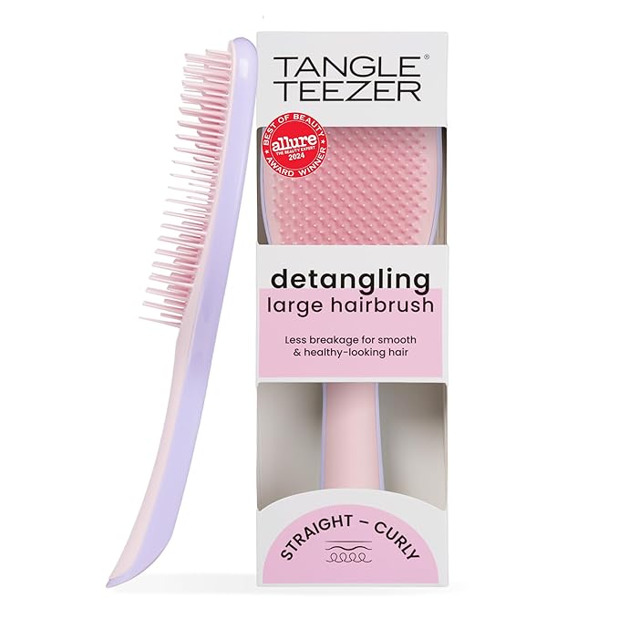 Tangle Teezer Ultimate Detangler Hairbrush for Wet & Dry Hair, Eliminates Knots & Reduces Breakage for Long, Thick, & Curly Hair Types, Large, Pink & Purple