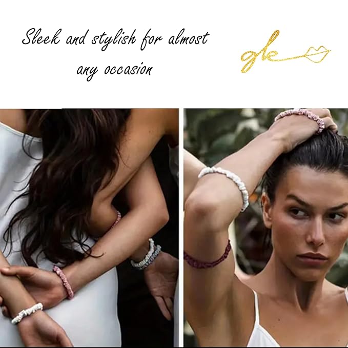 Silk Scrunchies for Women No Damage Mulberry Silk No Slip 4 Pack-Elastic Ponytail Girls Hair Ties | Skinny Hair Ties for Thin Thick Wavy or Curly Hair No Crease for Sleep and Sports (4, Light Pastel)