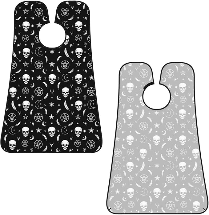 Adjustable Beard Catcher Apron, Goth Raven Crow Skull Moon Star Gothic Witch Magic Spirit Board Shave Bib, Non-Stick Waterproof Grooming Bib, Shaving Essential for Men Dad Christmas