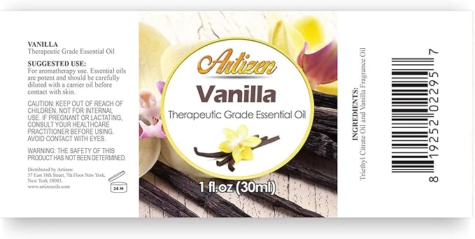 Artizen Vanilla Essential Oil – Therapeutic Grade – 1oz Bottle for Aromatherapy