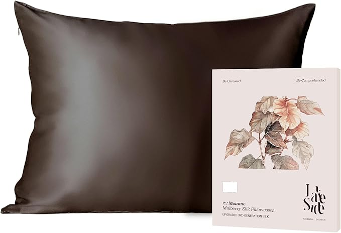Oriental Lakeside® 100% Pure 22 Momme Mulberry Silk Pillowcase with Hidden Zipper - Nighttime Skincare & Hair Care Hydrating Pillow Cover