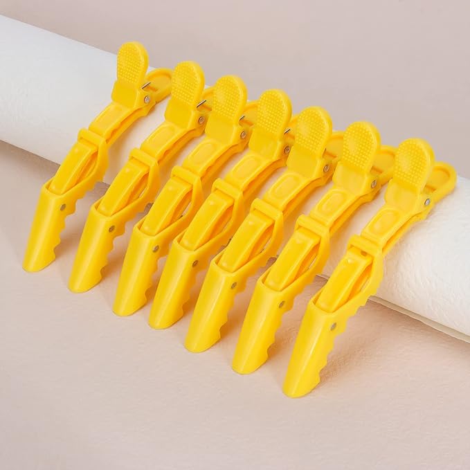 Ondder 14 Pcs Yellow Hair Sectioning Clips - Alligator Hair Clips for Coloring, Cutting and Styling Hair Accessories for Women, Men, Girls, Teens
