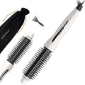MIRACOMB Professional Hair Curler Straightening Brush | Ceramic Heated Round Brush | 1" Comb Flat Iron Straightener | Anti-Frizz Curl Wand Iron Roller with 5 Heat Settings, Cool Touch, Auto off, White