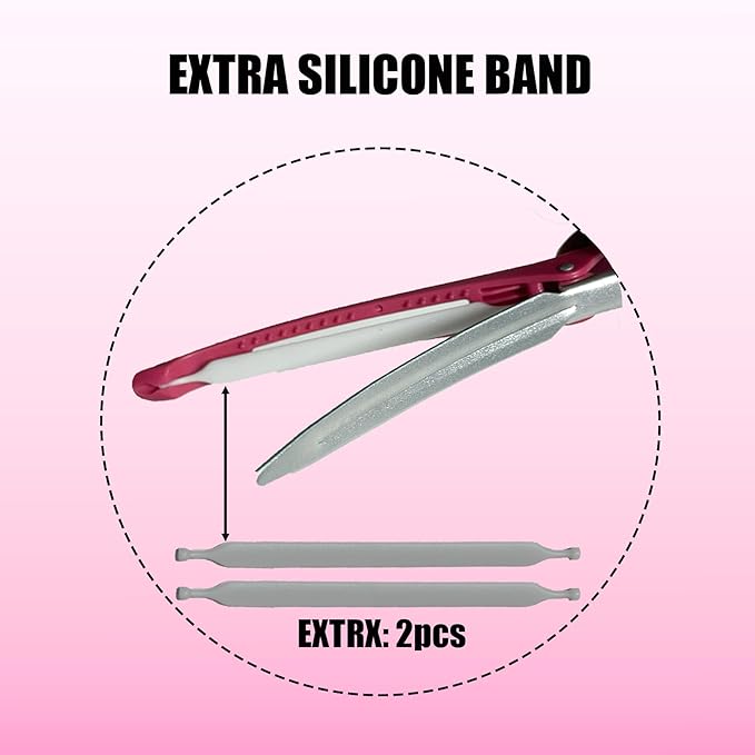 10 pcs Professional Hair Clips for Styling Sectioning - Sectioning Hair Clips for Styling, No-Crease Silicone Band& Anti-Slip Grip, Hair Cutting Clips for Blowouts, Curling, Coloring （Rose Red）