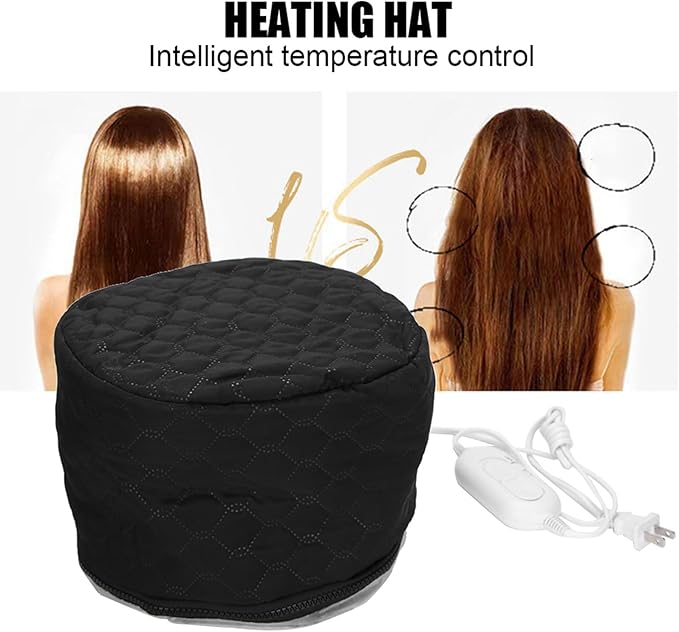 Hair Steamer Heating Cap, Corded Electric Thermal Heated Bonnet for Deep Conditioning,Adjustable Steam Cap with 3 Mode Temperature Control for Hair Home Spa(US Plug)