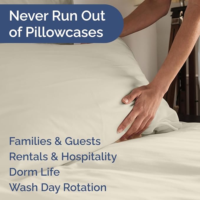 King Pillow Cases Set of 10 - Ultra Soft Hotel Quality Pillowcase Covers - Comfy & Wrinkle Free - Shrink, Stain and Fade Resistant - Easy-Care, Machine Washable Pillow Protectors - 10 Pcs Set - Wheat
