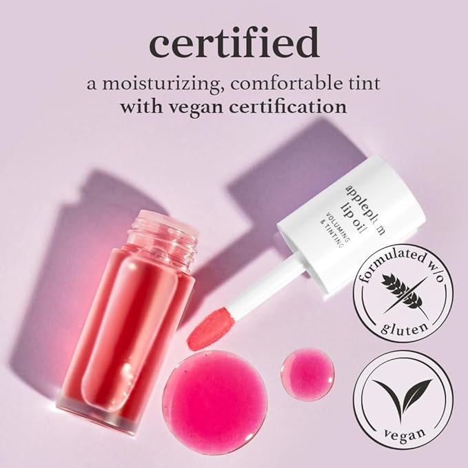 NOONI Korean Lip Oil - Appleplum | Long-Lasting, Moisturizing, Plumping, Revitalizing for Dry Lips, Waterproof, No Peel Off, Korean Tint, Hydrating, Nourishing Crystal Clear, 0.12 FL Oz