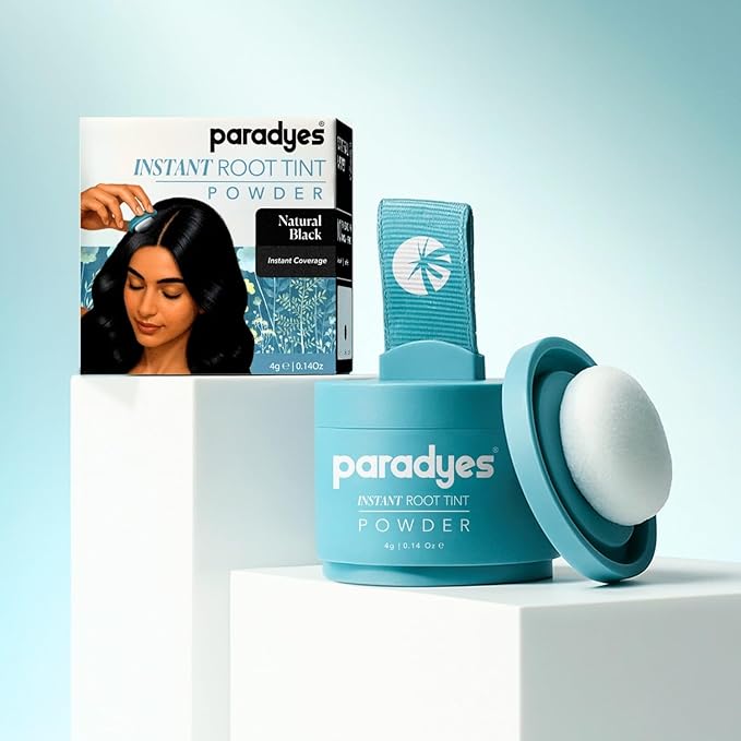 Paradyes Instant Root Tint Hairline Powder - Root Touch Up Hair Color for Gray Coverage - Bald Spot Concealing Hair Powder for Women & Men - 24-Hour Stain-Proof - Natural Black - 0.14 Ounce