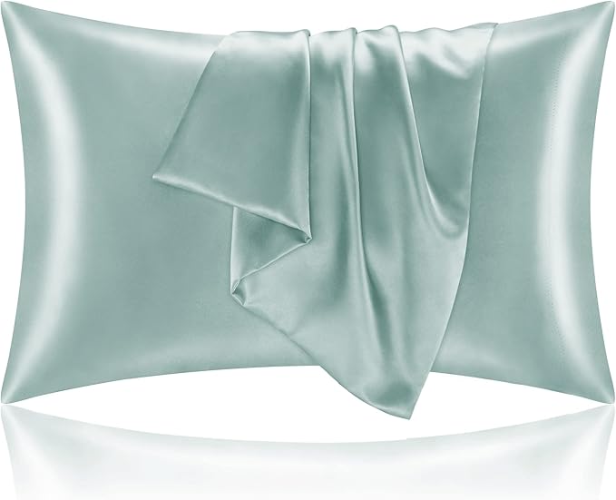 BEDELITE Satin Pillowcase for Hair and Skin, Super Soft and Cooling Similar to Silk Pillow Cases 2 Pack with Envelope Closure, Gift for Women Men(20"x40" King Size, Haze Blue)