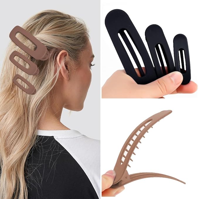 Large Duck Billed Banana Clips, Ahoney 12 Pack Alligator Hair Clips for Thin Thick Hair - 3 Sizes Lay Flat Styling Accessories for Women (Neutral)
