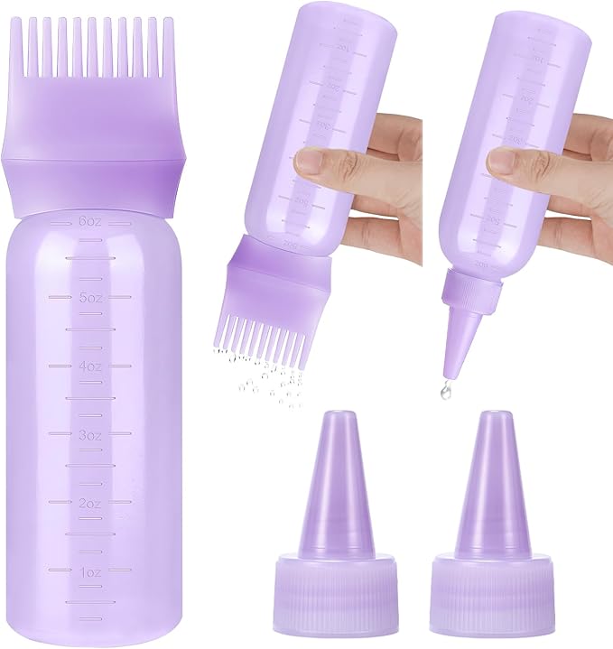 Pimoys Hair Oil Applicator Bottles Dye Brush for Women Scalp, Hair Color Products Things with Root Comb Hair Dye Tools, Purple