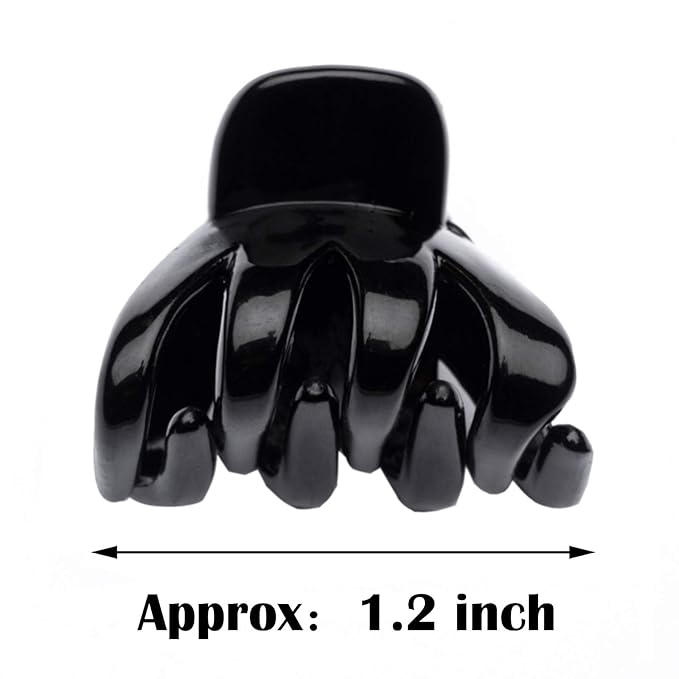 Cobahom 12 Pack Small Hair Claw Clips 1.2 Inch Plastic Hair Clips for Thin Hair No-Slip Mini Hair Clips Hair Styling Accessories for Women and Girls (Black)