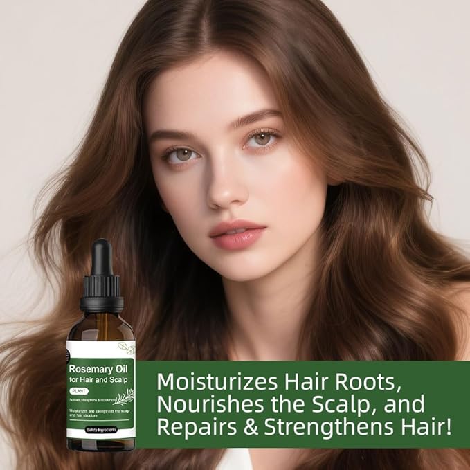 2 Pack Rosemary Oil for Hair and Scalp,Women Men Natural Rosemary Hairs Essential Oils for Nourishing Scalp,Promoting Hair Thickness,Strengthening and Improving Dry Damaged Hair,1.7 Fl oz
