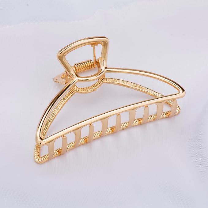 Mehayi 3 PCS Large Gold Metal Hair Claw Clips for Women Girls, Cute Alloy Big Hair Clamps Strong Hold for Thick Thin Hair, Fashion Hair Accessories Headwear Styling Tools for Party Wedding