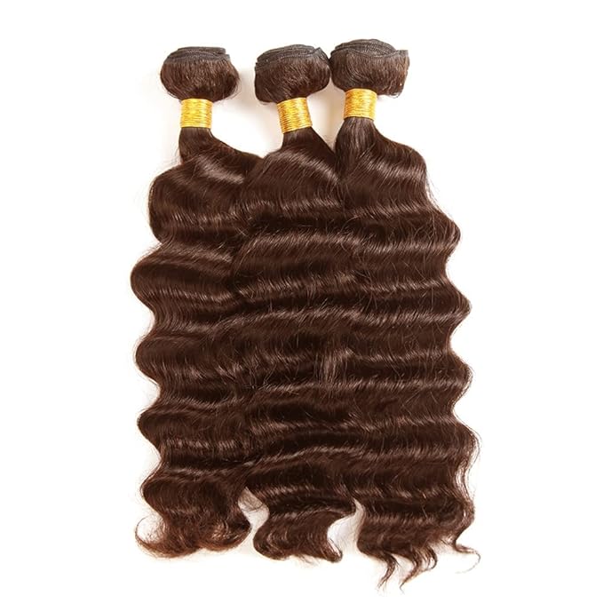 Chocolate Brown Deep Wave Bundles Human Hair Color 4 Bundles 26 28 30 Inch Niegmeag Double Weft Color 4 Deep Wave Bundle Brazilian Virgin Remy Hair Extensions