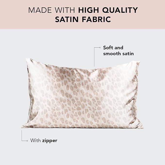 Kitsch Satin Pillowcase, Softer Than Silk Pillow Cases King, Cooling Pillow Covers, Satin Pillowcase with Zipper for Hair, Skin & Quality Sleep, Wrinkle-Free & Smooth, King Size 19"x36", Leopard