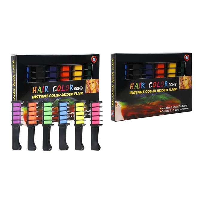 12 Colors Instant Hair Color Comb Washable Quick Dry Vibrant Temporary Color,Provides Vibrantss Temporary Hairs Color,Suitable for All Ages Perfect for Birthday Parties and Gifts