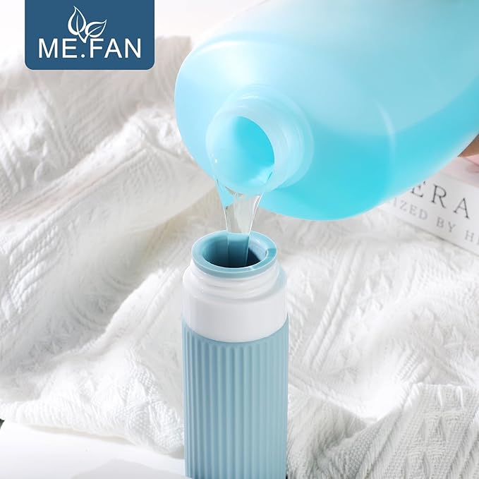 ME.FAN Travel Bottles for Toiletries, TSA Approved 3oz Silicone Journey Size Containers, Portable Split Bottle for Conditioner, Shampoo, Lotion- 4 Pack Pink